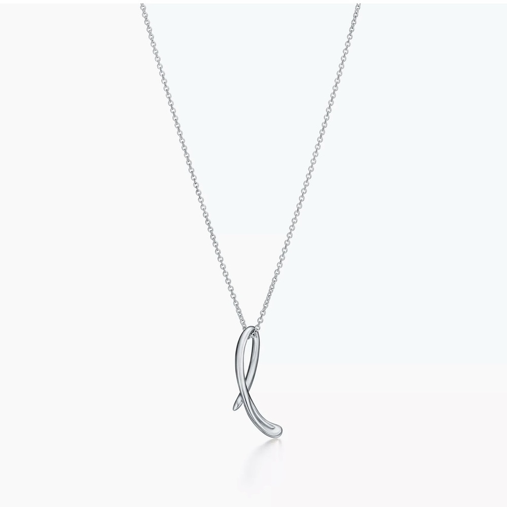 Tiffany & Co Authentic Silver Necklace lowercase L, small, with chain and box